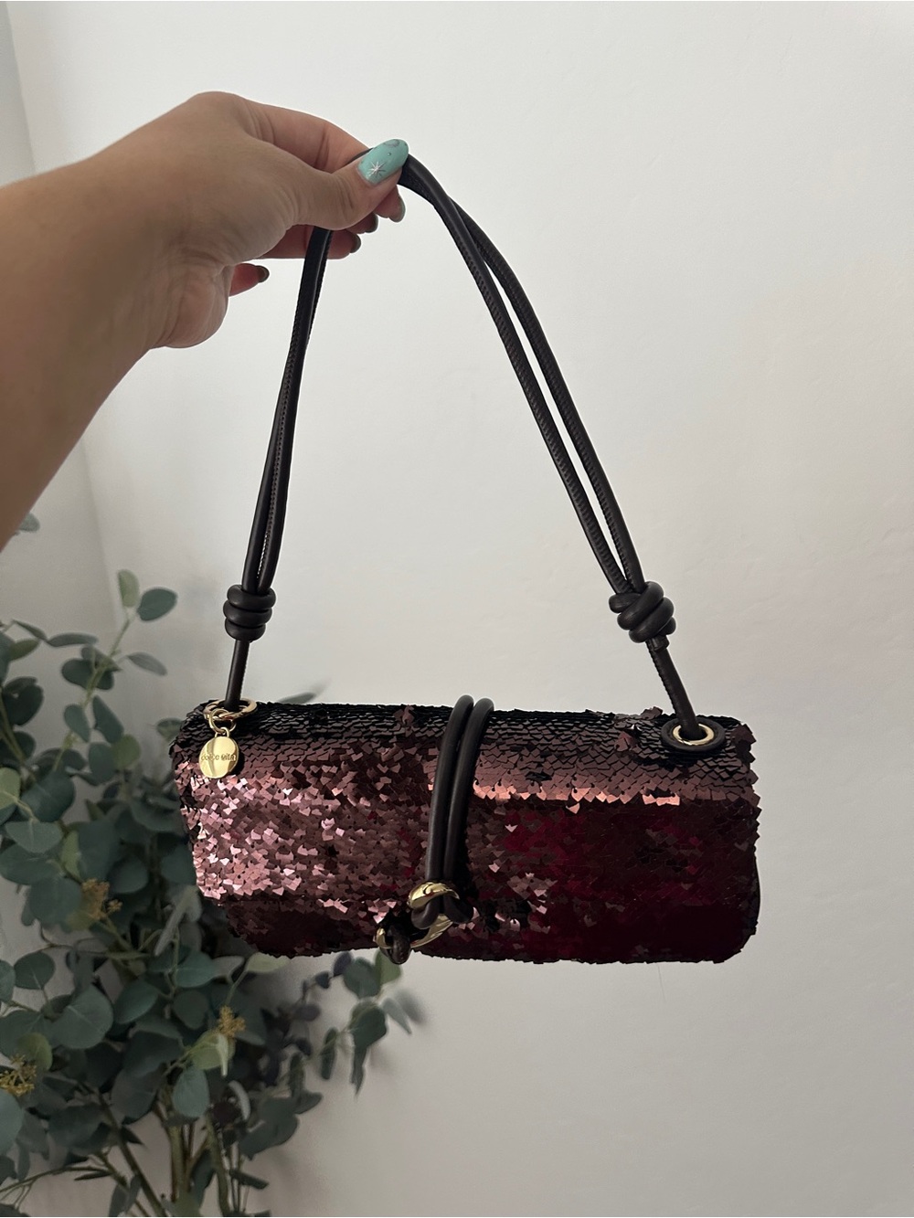 Dolce vita brown sequin shoulder bag
